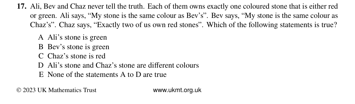 Question 17 (2023)
